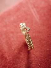 14K Solid Gold Leaf Whisper Diamond Band - CAMELLIA 3.5